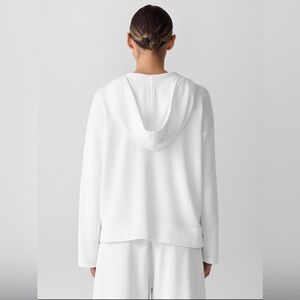 Eileen Fisher Like NEW Organic Cotton Hooded Women's Winter White Sweater Medium